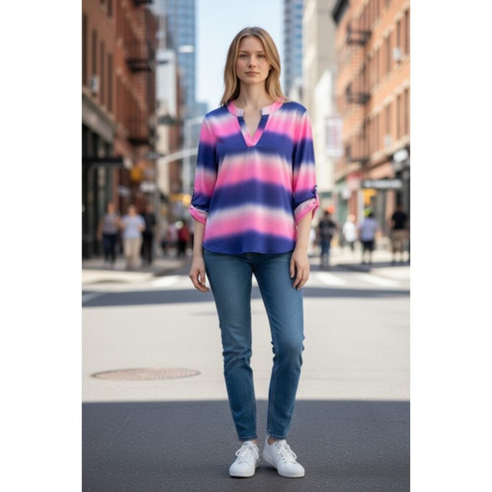 Dear Scarlett - Lizzy 3/4 Sleeve Blue Multi LIZ-C0065 - Small